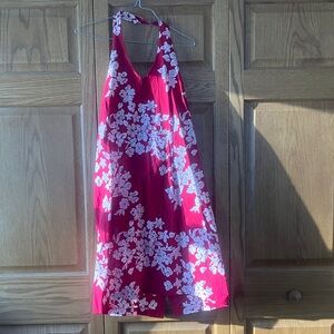 Red Floral Halter Dress